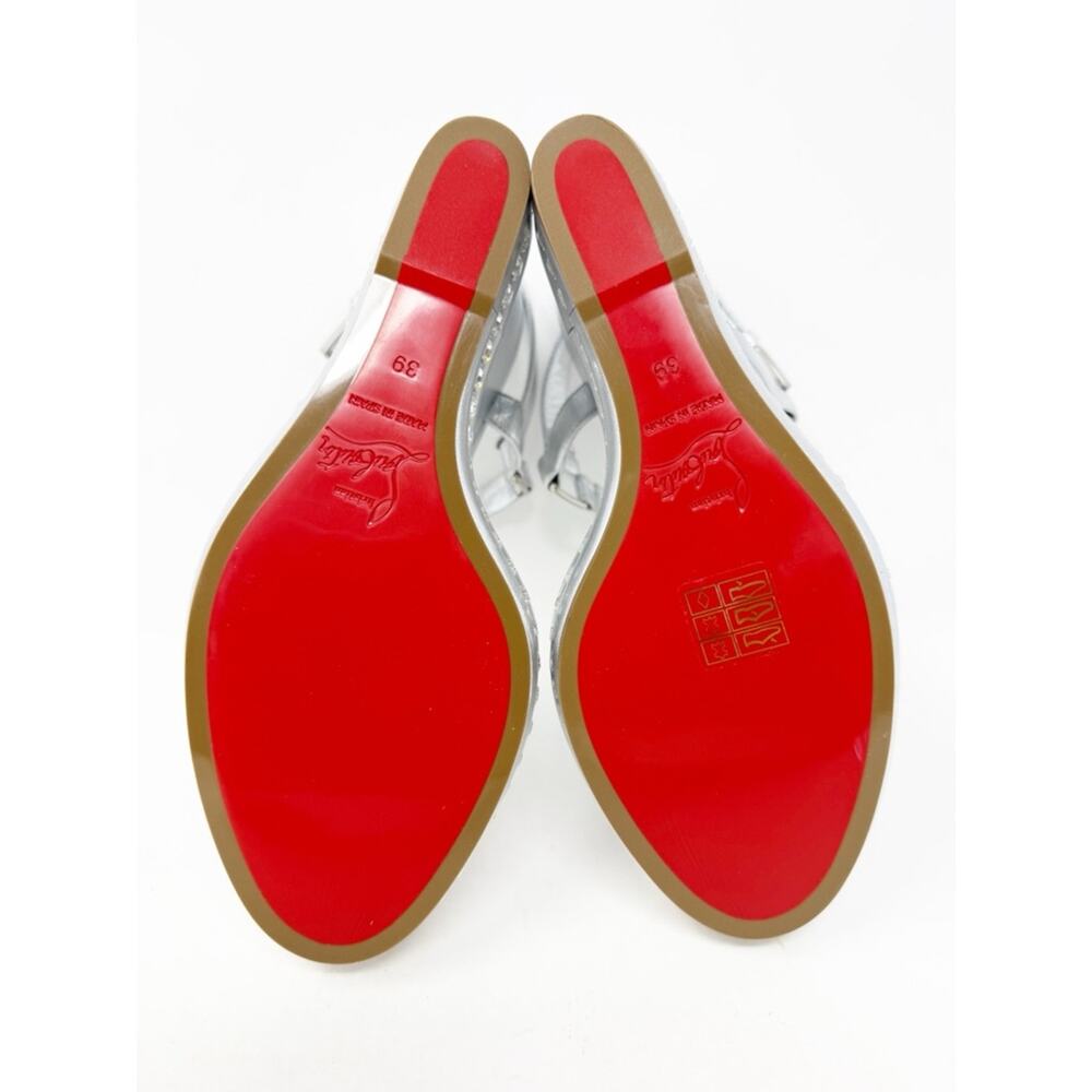 Christian Louboutin Pyrastrass Silver Crystal Wedge Sandals Womens Size EU 39 - Picture 10 of 13